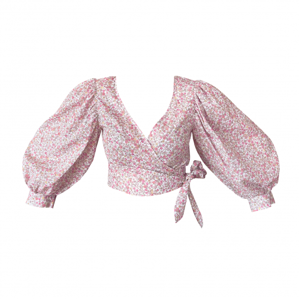 Sieviešu wrap blūze - ziedu raksts