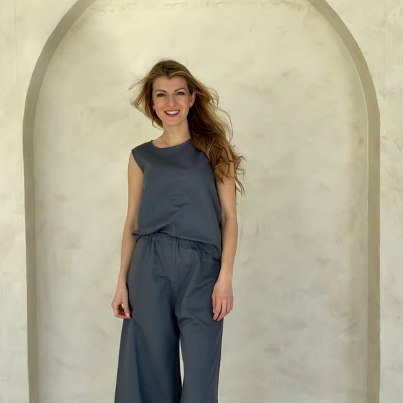 Sieviešu lina bikses - zilas