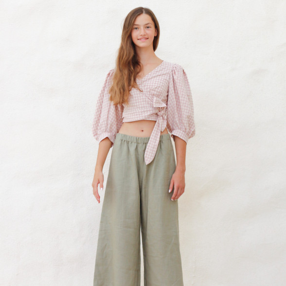 Sieviešu wrap blūze - rūtaina