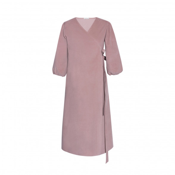 Sieviešu wrap velveta kleita - maigi rozā