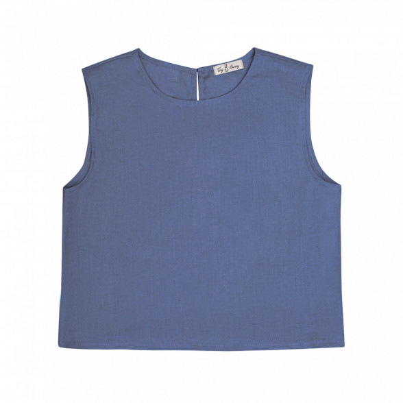Sieviešu lina CROP tops - zils